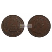 Восточные Карибы 2 цента 1963 год. Королева Елизавета II