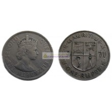 Маврикий 1 рупия 1971 год. Королева Елизавета II