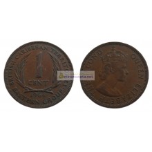 Восточные Карибы 1 цент 1964 год. Королева Елизавета II