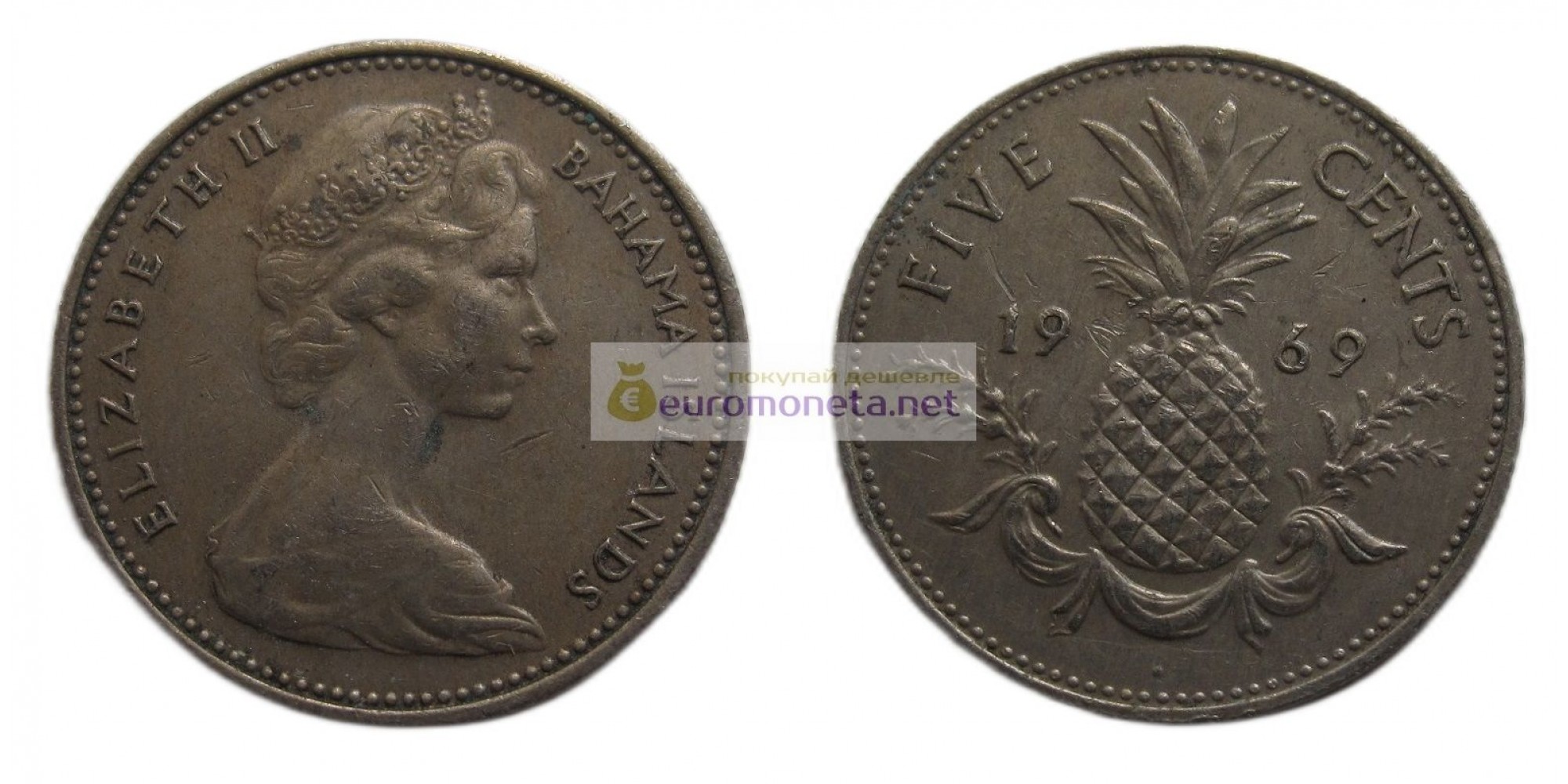 Багамские острова (Багамы) 5 центов 1969 год. Королева Елизавета II
