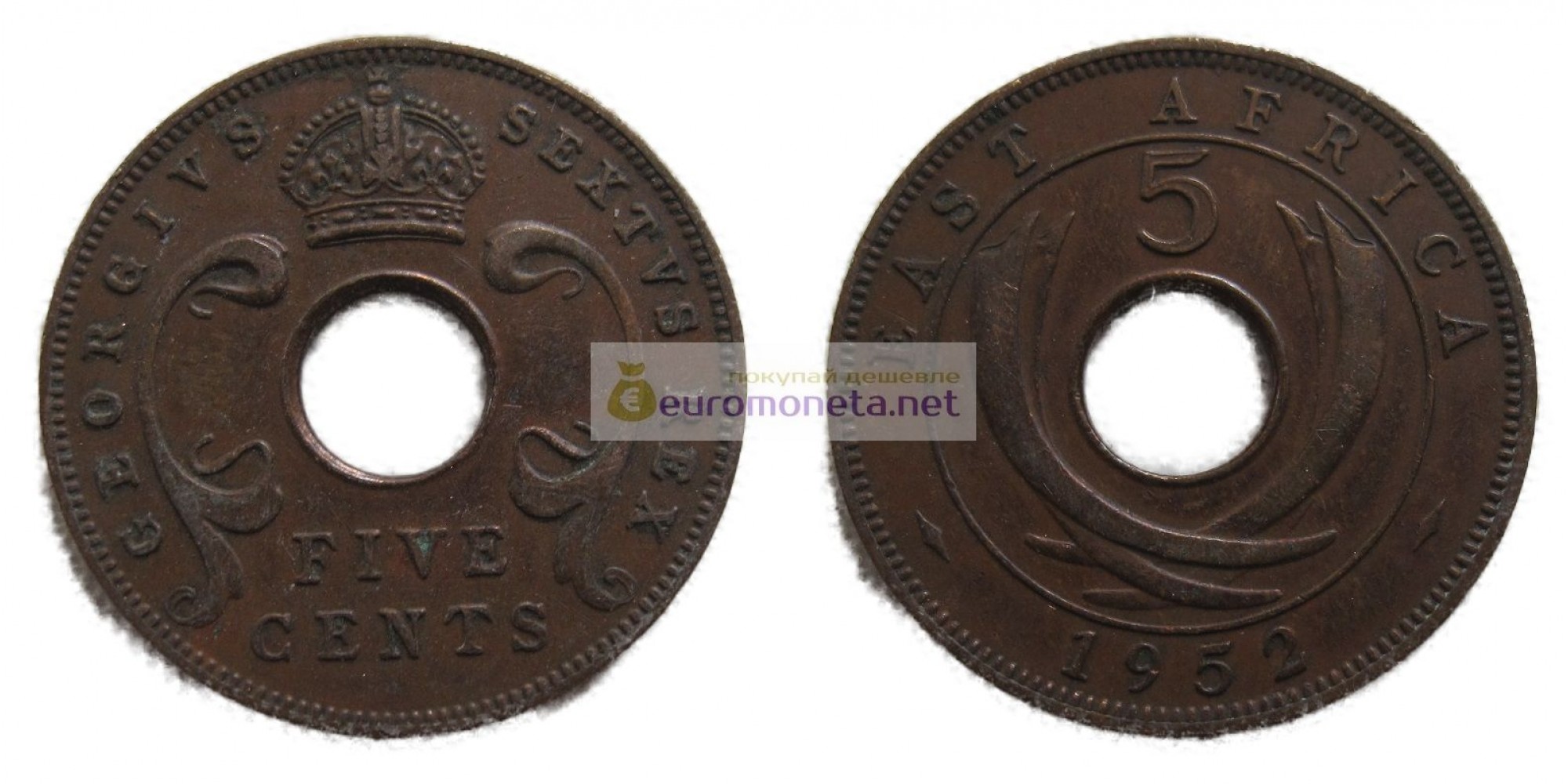 Британская Восточная Африка 5 центов 1952 год. Король Георг VI