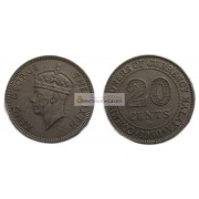 Британская Малайя 20 центов 1950 год. Король Георг VI