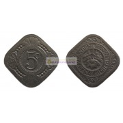 Нидерланды 5 центов 1929 год. Королева Вильгельмина