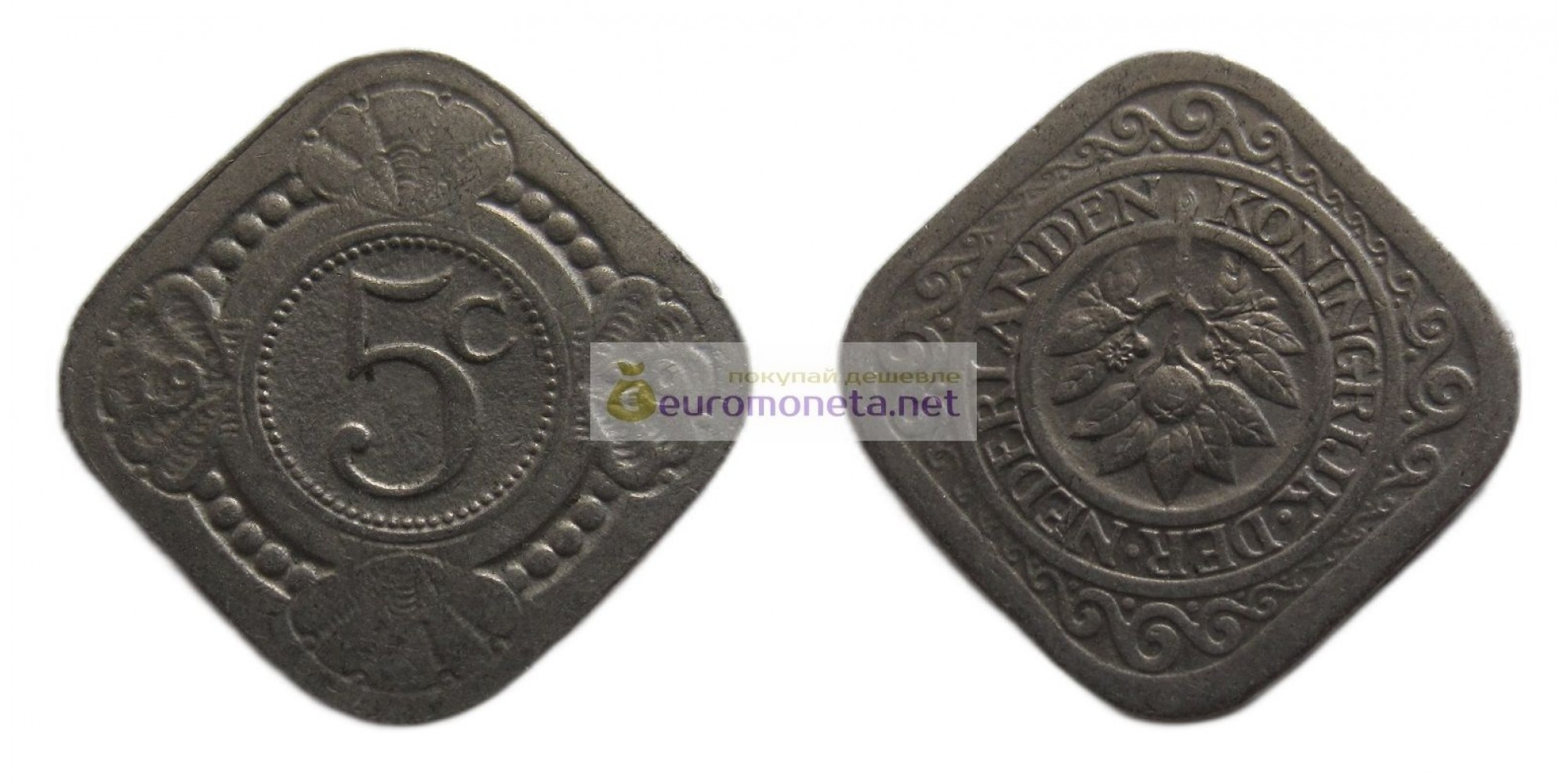 Нидерланды 5 центов 1929 год. Королева Вильгельмина