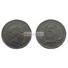 Восточные Карибы 5 центов 2008 год. Королева Елизавета II Восточные Карибы 5 центов 2008 год. Королева Елизавета II