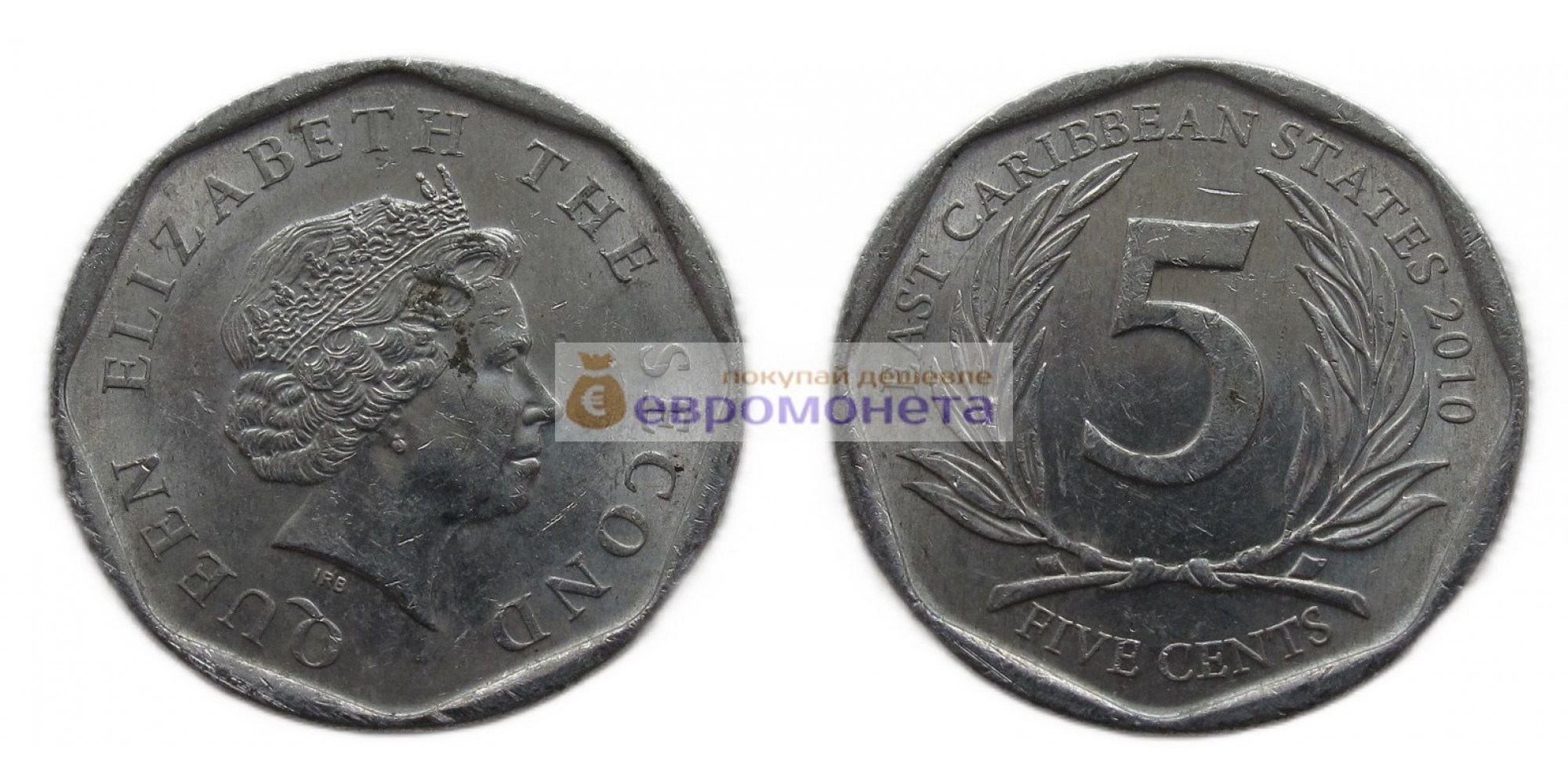 Восточные Карибы 5 центов 2010 год. Королева Елизавета II