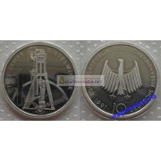ФРГ 10 марок 1997 год 100-ая годовщина создания первого дизельного двигателя серебро запайка пруф