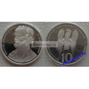 ФРГ 10 марок 1997 год J 500-ая годовщина со дня рождения Филиппа Меланхтона серебро запайка пруф