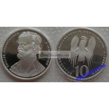 ФРГ 10 марок 1997 год J 500-ая годовщина со дня рождения Филиппа Меланхтона серебро запайка пруф