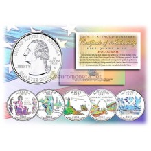 США набор квотеров 2003 голограмма 25 центов полный набор из 5 монет