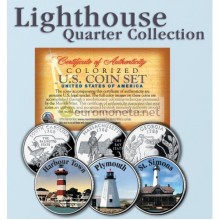 США квотер 25 центов цветные история Америки Маяки №6 набор из 3 монет