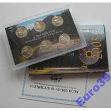 США набор 6 монет 5 центов 2005 пруф и АЦ трещина на упаковке