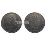 Германская империя Бавария 5 марок 1875 год D серебро Людвиг II