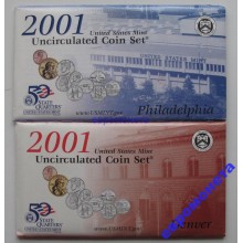 США годовой набор 2001 P D UNC АЦ 20 монет