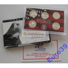 США набор квотеров 25 центов 2005 S пруф proof 5 монет серебро