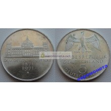 ФРГ 5 марок 1971 год G серебро 100 лет Германской империи