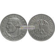 Германия Третий рейх 2 рейхсмарки 1933 год 450 лет со дня рождения Мартина Лютера. Серебро