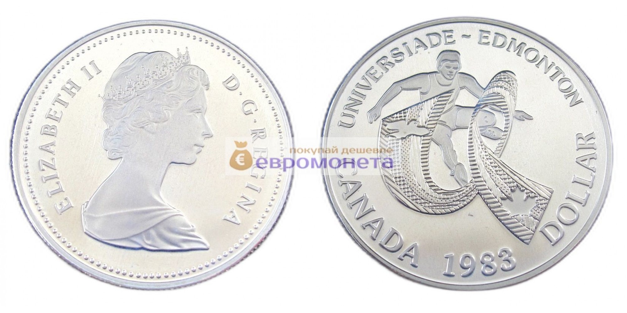 Канада 1 доллар 1983 год. XII Универсиада в Эдмонтоне. Серебро
