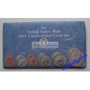 США полный годовой набор монет 1991 год P D Кеннеди АЦ 10 монет