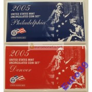 США полный набор монет 2005 год 22 монеты Денвер (D), Филадельфия (P) АЦ США полный набор монет 2005 год 22 монеты Денвер (D), Филадельфия (P) АЦ