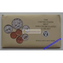 США полный набор монет 1990 год 10 монет Кеннеди Денвер (D), Филадельфия (P) АЦ