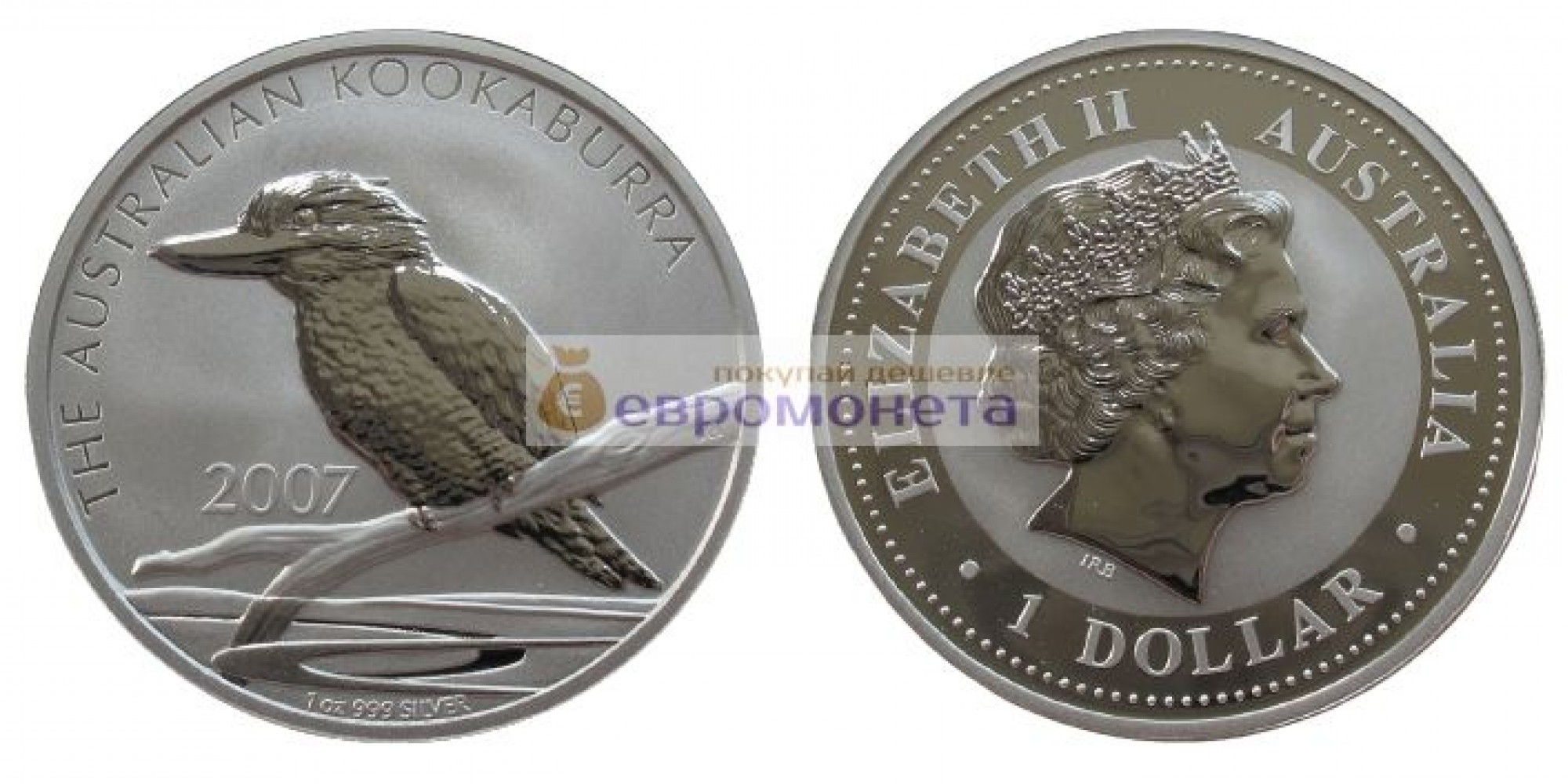 Австралия 1 доллар 2007 год Австралийская кукабарра kookaburra. Серебро. пруф / proof