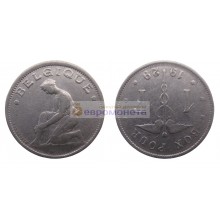 Бельгия 1 франк 1929 год. Король Альберт I. Надпись на французском - 'BELGIQUE'