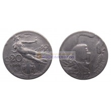 Италия 20 чентезимо 1909 год. Король Виктор Эммануил III Италия 20 чентезимо 1909 год. Король Виктор Эммануил III