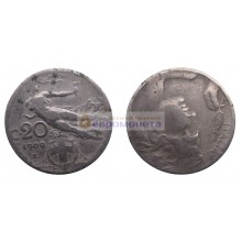 Италия 20 чентезимо 1909 год. Король Виктор Эммануил III Италия 20 чентезимо 1909 год. Король Виктор Эммануил III