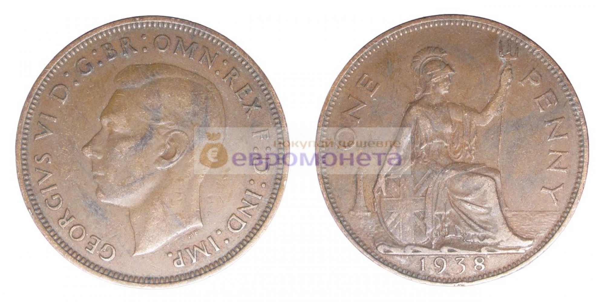 Великобритания 1 пенни 1938 год. Король Георг VI