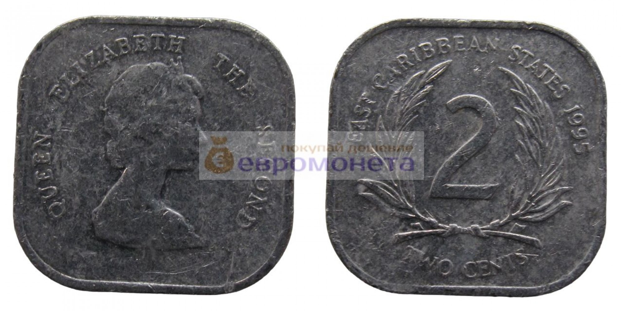 Восточные Карибы 2 цента 1995 год. Королева Елизавета II