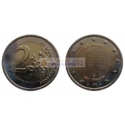 Люксембург 2 евро 2009 год 10 лет Экономическому и валютному союзу, биметалл АЦ из ролла