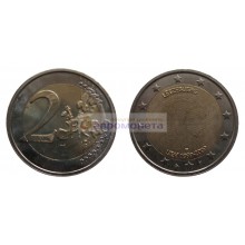 Люксембург 2 евро 2009 год 10 лет Экономическому и валютному союзу, биметалл АЦ из ролла