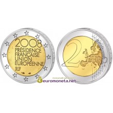 Франция 2 евро 2008 год Председательство Франции в ЕС, биметалл АЦ из банковского ролла
