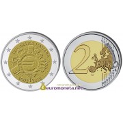 Италия 2 евро 2012 год UNC серия 10 лет наличному обращению евро, биметалл