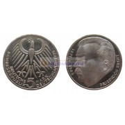 ФРГ 5 марок 1975 год J серебро 50 лет со дня смерти Фридриха Эберта