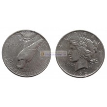 США 1 доллар 1922 год. "D" - Денвер. Мирный доллар (Peace Dollar). Серебро. США 1 доллар 1922 год. "D" - Денвер. Мирный доллар (Peace Dollar). Серебро.