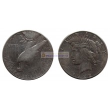 США 1 доллар 1922 год. "S" - Сан-Франциско. Мирный доллар (Peace Dollar). Серебро.