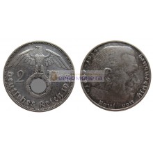 Германия третий рейх 2 рейхсмарки (марки) 1938 год E серебро Гинденбург