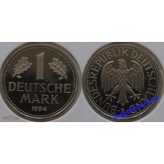 ФРГ 1 марка 1994 год Отметка монетного двора: "F" - Штутгарт ФРГ 1 марка 1994 год Отметка монетного двора: "F" - Штутгарт