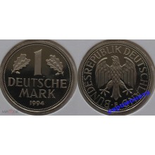 ФРГ 1 марка 1994 год Отметка монетного двора: "F" - Штутгарт