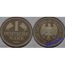 ФРГ 1 марка 1994 год Отметка монетного двора: "J" - Гамбург