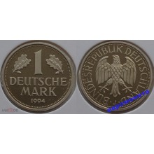 ФРГ 1 марка 1994 год Отметка монетного двора: "J" - Гамбург