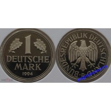 ФРГ 1 марка 1994 год Отметка монетного двора: "D" - Мюнхен