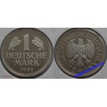ФРГ 1 марка 1990 год Отметка монетного двора: "D" - Мюнхен