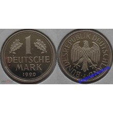 ФРГ 1 марка 1990 год Отметка монетного двора: "J" - Гамбург