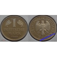 ФРГ 1 марка 1989 год Отметка монетного двора: "F" - Штутгарт