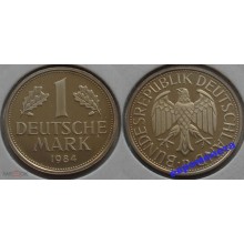 ФРГ 1 марка 1984 год Отметка монетного двора: "D" - Мюнхен