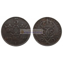 Швеция 5 эре 1946 год. Железо. Король Густав V