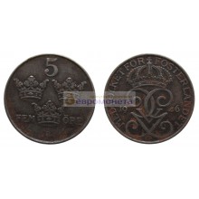 Швеция 5 эре 1946 год. Железо. Король Густав V